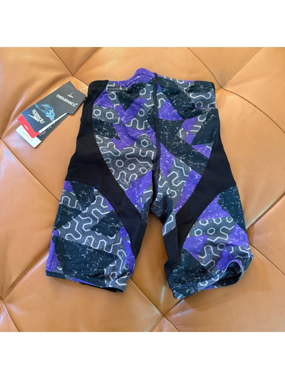 NWT Speedo Boys Youth 22 Ruse Blocks Endurance+ Swim Jammers Purple Black - Picture 5 of 5